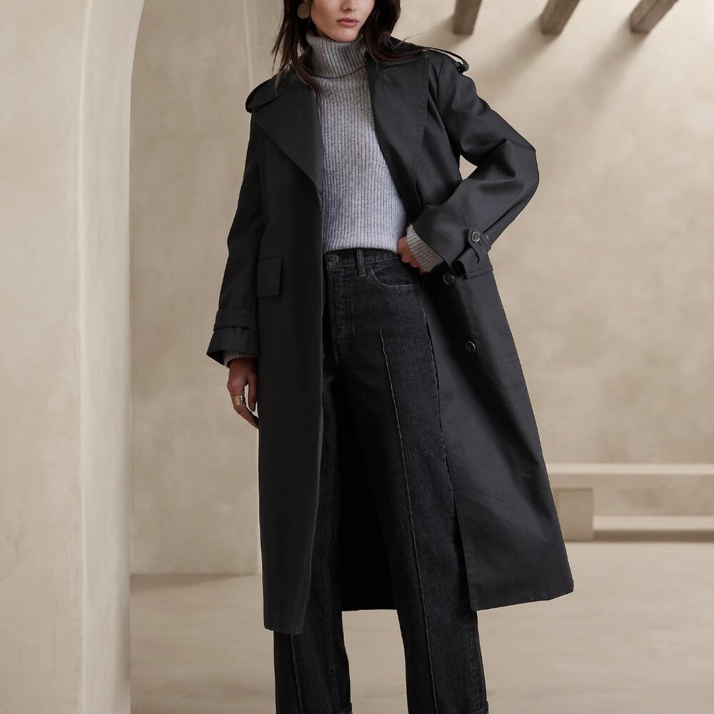 NWT Banana Republic BR Timeless Trench in Black - Size XL